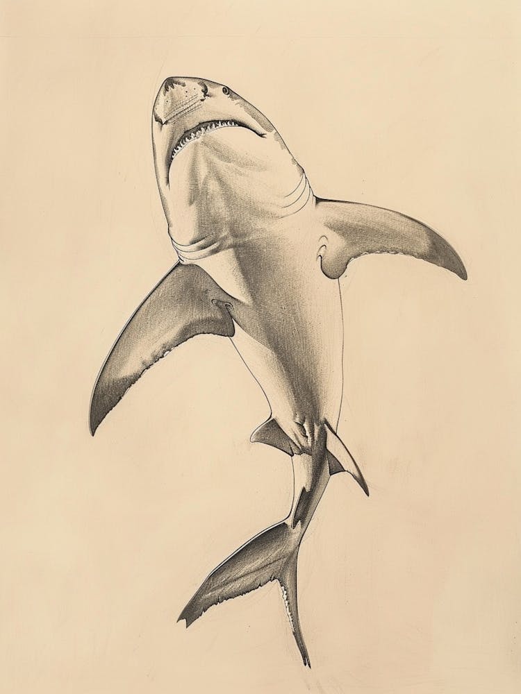 Bigeye Thresher Shark Vintage Illustration 1