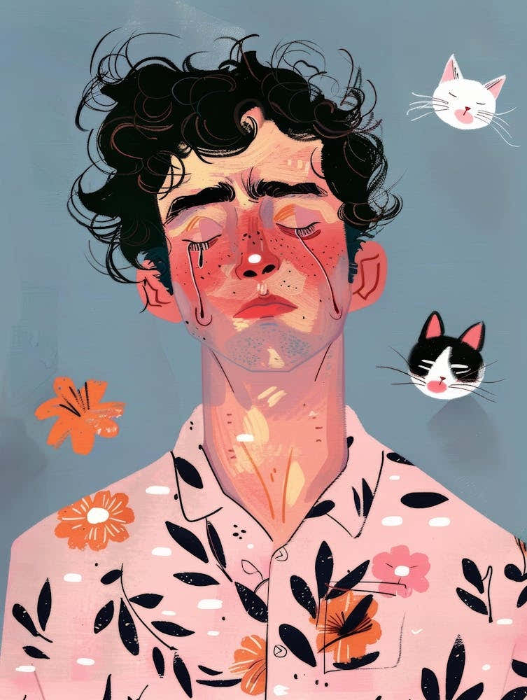 Portrait Of A Man With Cats 1