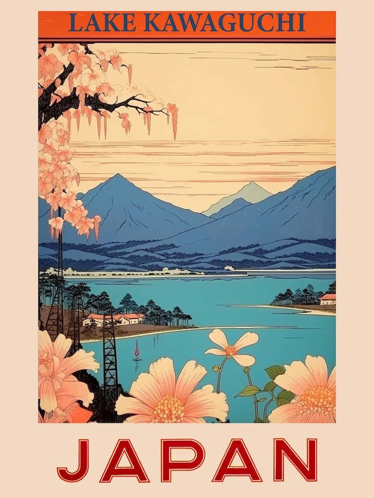 Lake Kawaguchi, Visit Japan Vintage Travel Art 1 Poster