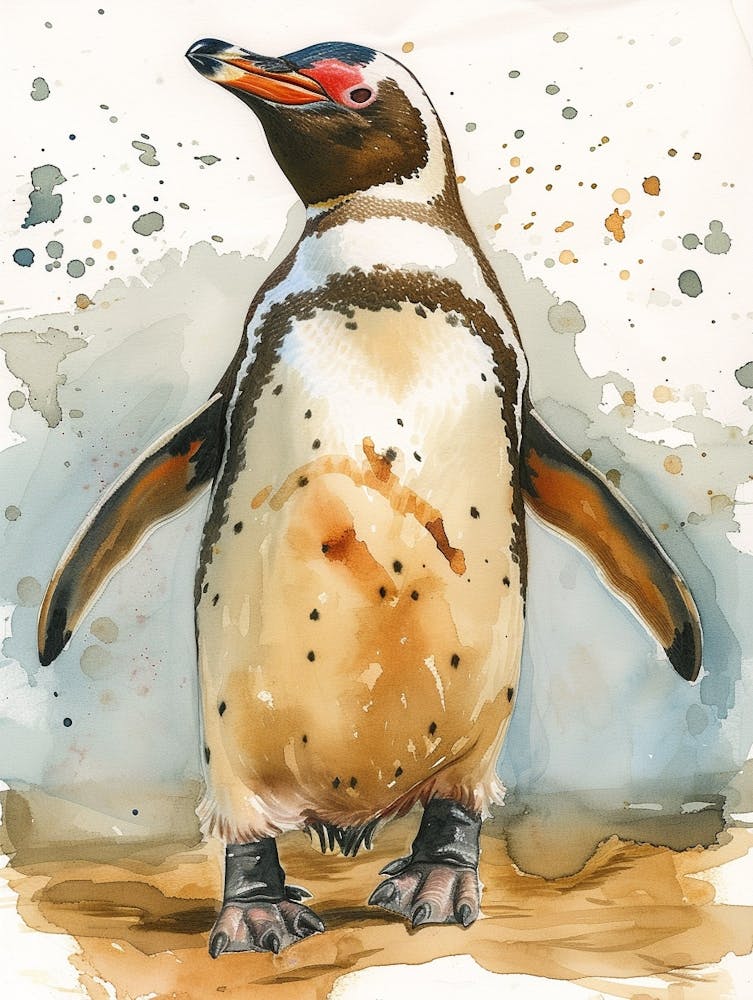 Humboldt Penguin Salisbury Plain Watercolour Painting 1
