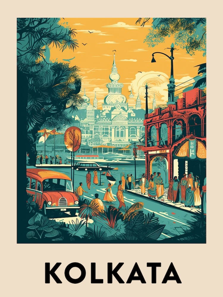 Kolkata 2 Vintage Travel Poster