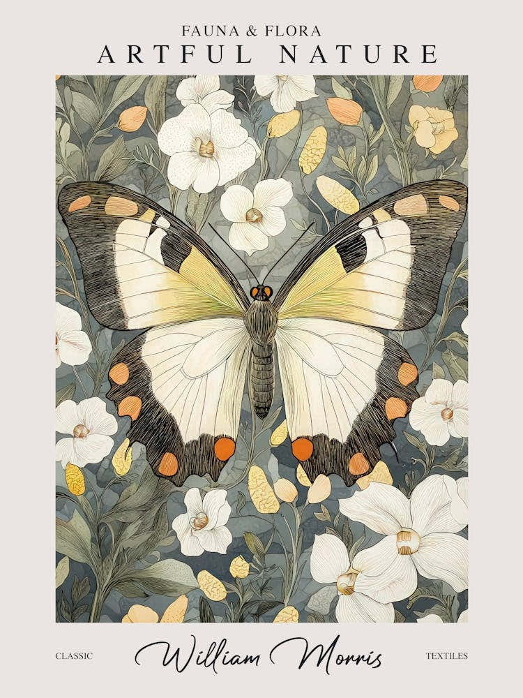 William Morris Butterfly White Flowers Exhibition
