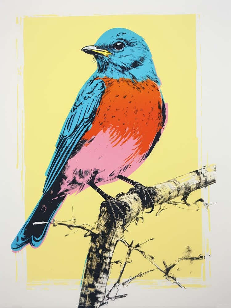Andy Warhol Style Bird Eastern Bluebird 4
