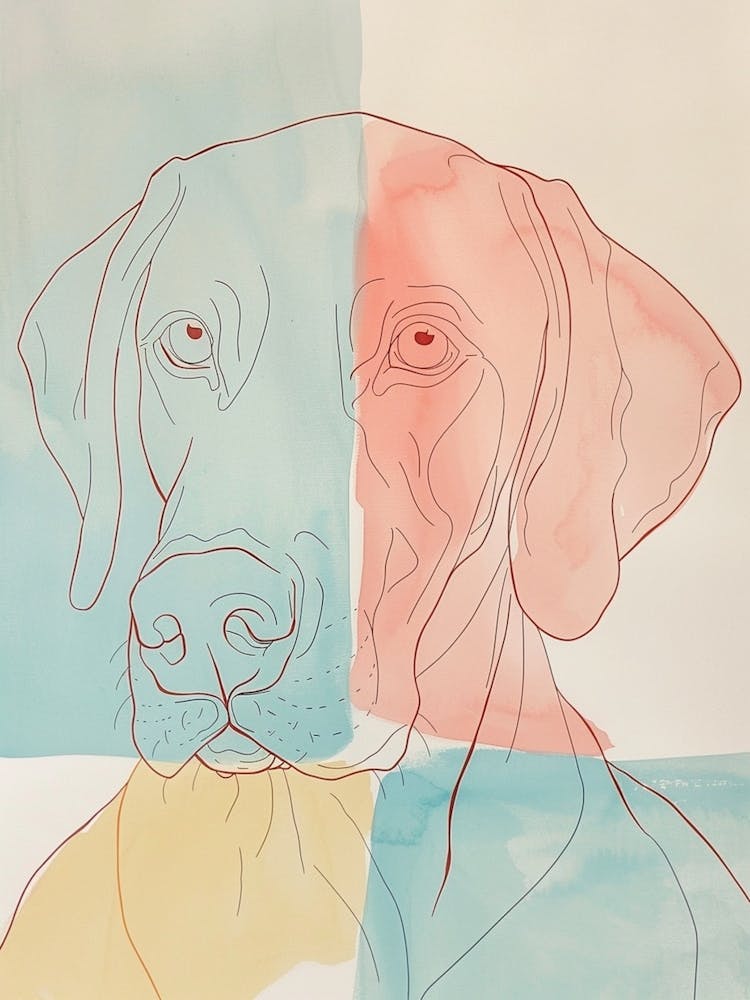 Vizsla Dog Pastel Line Painting 1