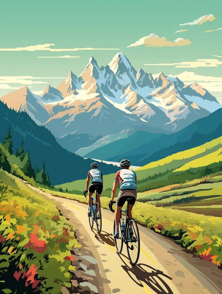 Tour De Mont Blanc France 8 Vintage Travel Illustration