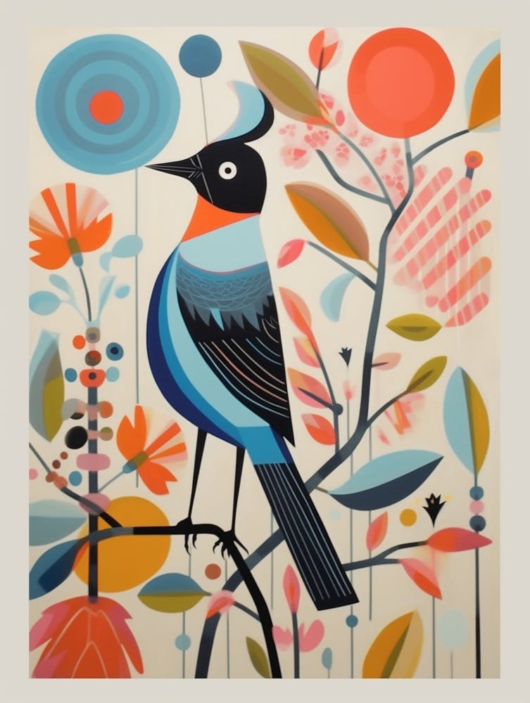 Colourful Scandi Bird Mockingbird 1