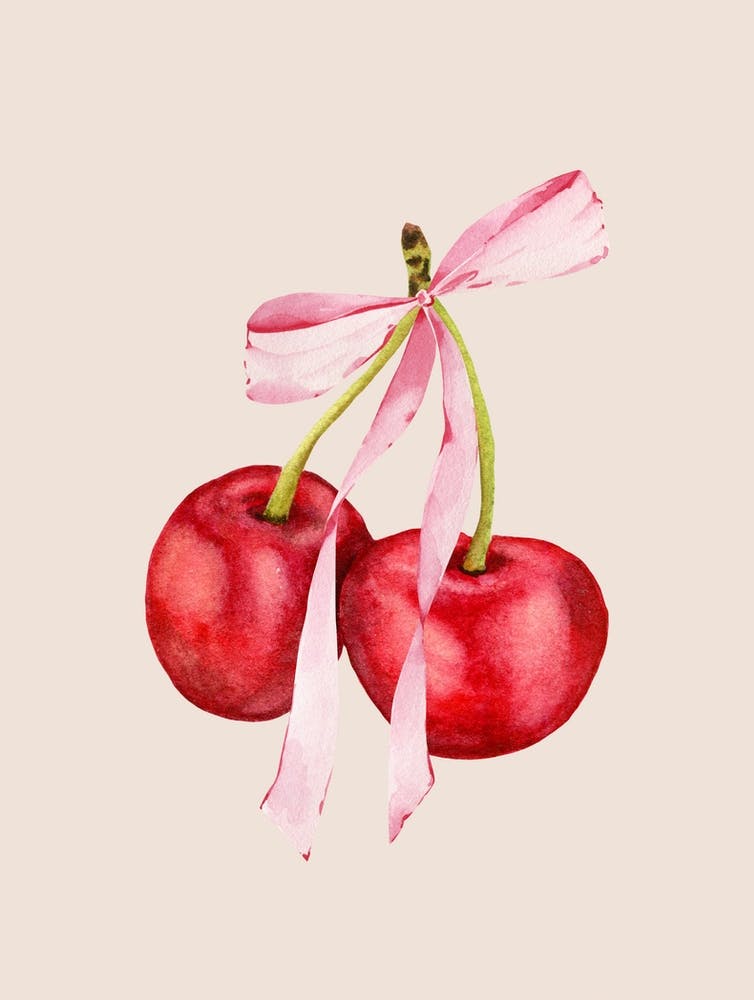 Coquette Cherries & Pink Bow - 1 - Neutral