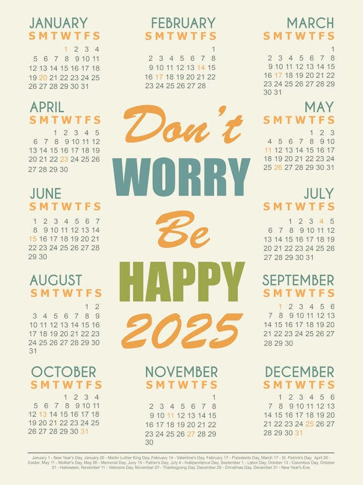 Calendar 2025 Music Quote Be Happy