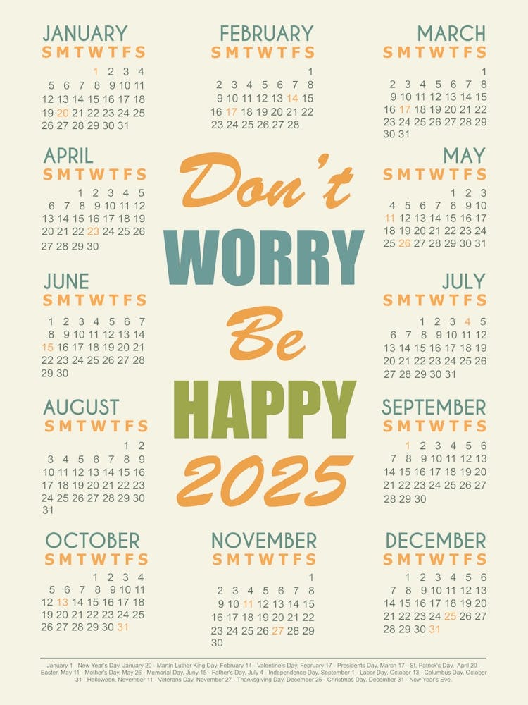Calendar 2025 Music Quote Be Happy