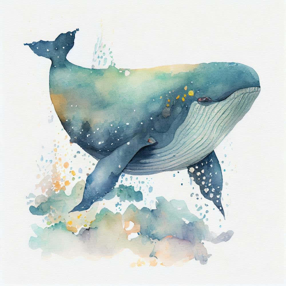 Whale Watercolor Painting