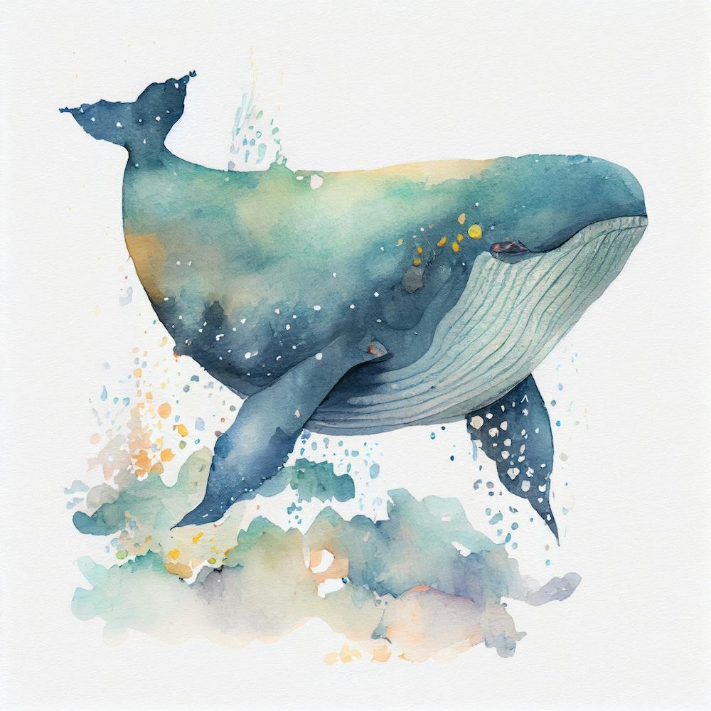Whale Watercolor Painting