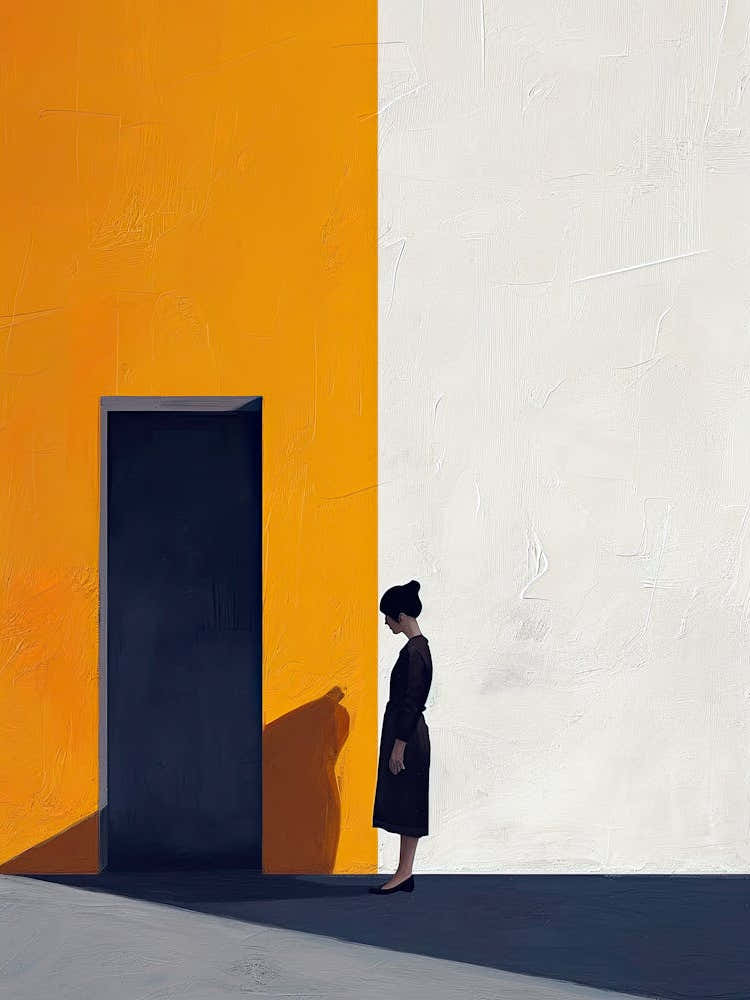 Woman In Front Of A Door, Minimalism