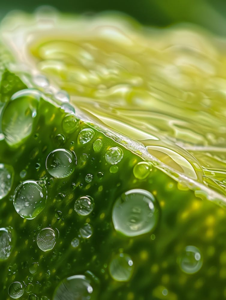 Water Droplets On Lime