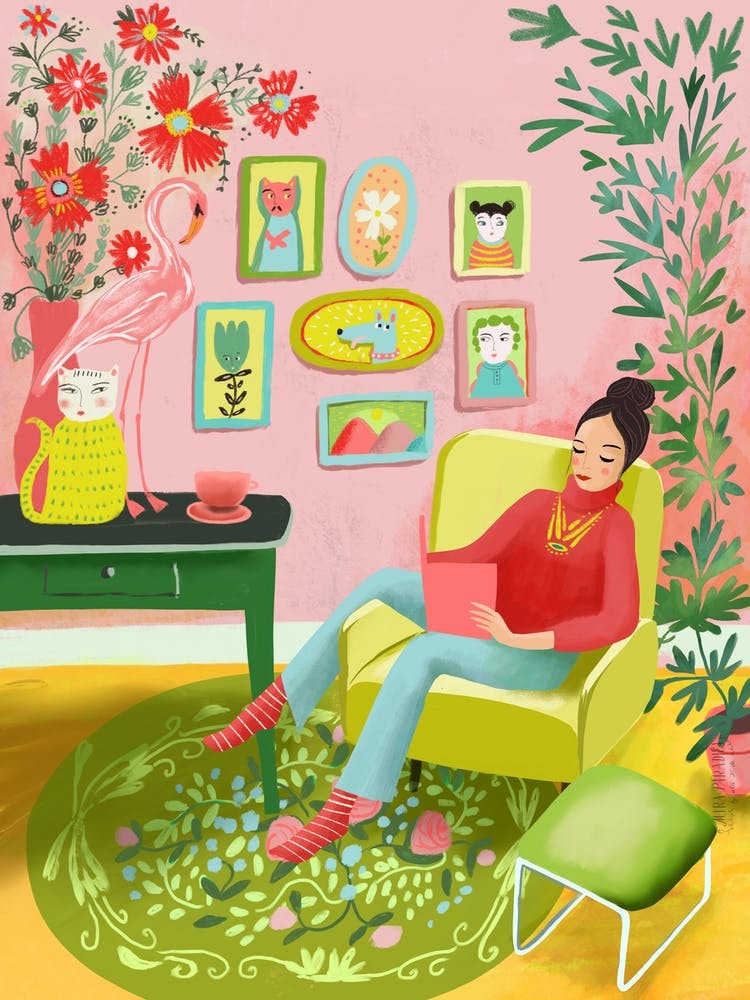 Cozy Chair Reading Lady