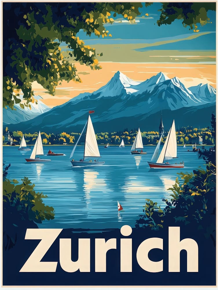 Aihrgdesign A 1970s Inspired Travel Poster For Zurich 1