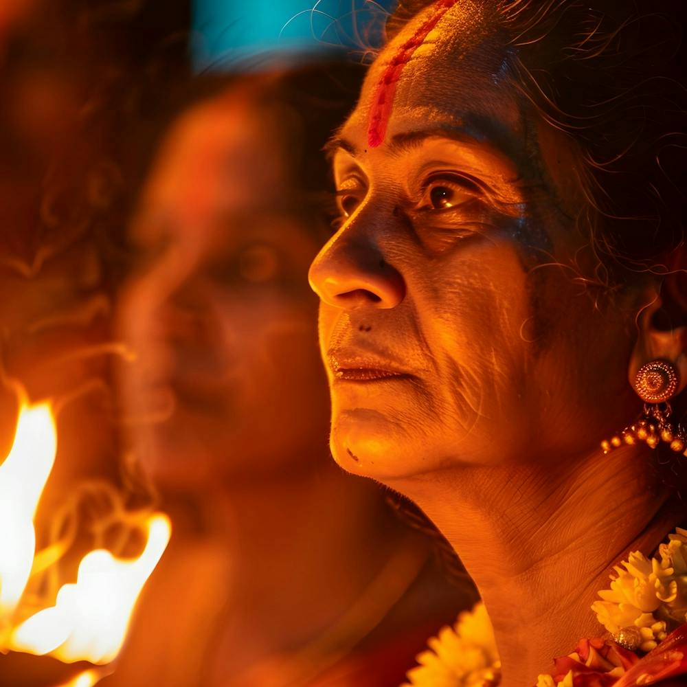 Hindu Woman Holding A Candle