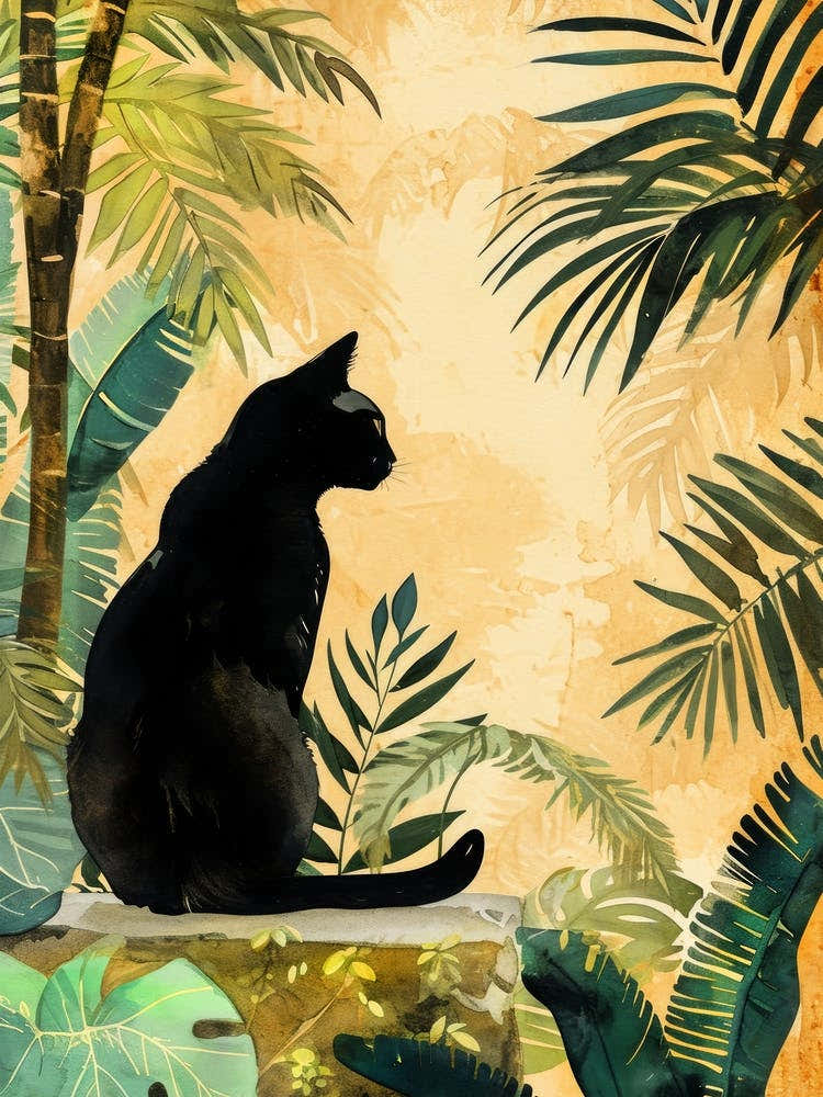 Black Cat In The Jungle animal Cat's life