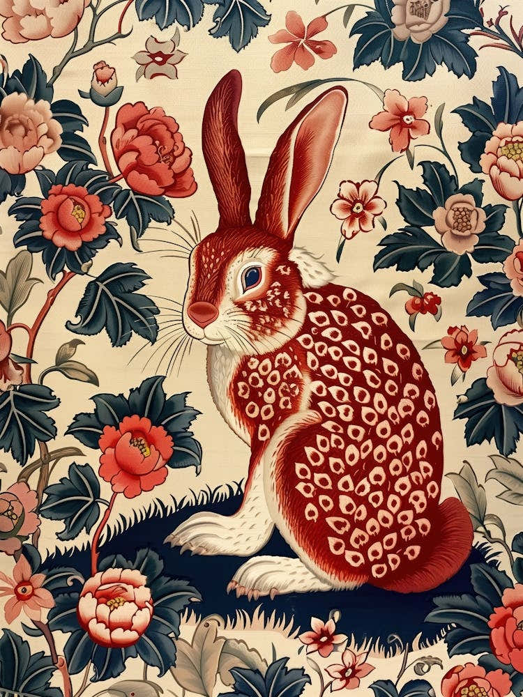 Chinese Lunar Year Of The Rabbit Brown 1 Full William Morris Style
