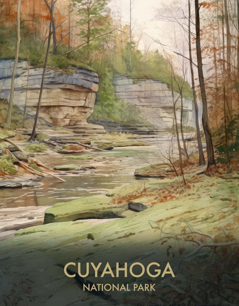 Cuyahoga Valley National Park Watercolour Vintage Travel Poster 1