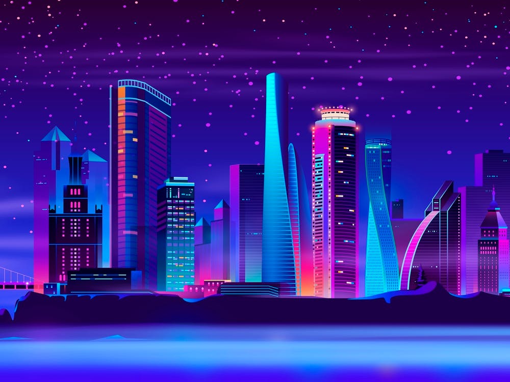 Cityscape At Night - Synthwave Neon City 1