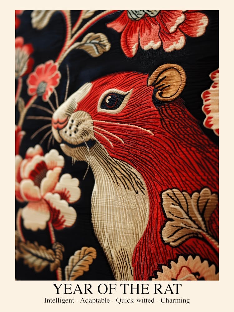 Chinese Lunar Year Of The Rat 1 William Morris Style