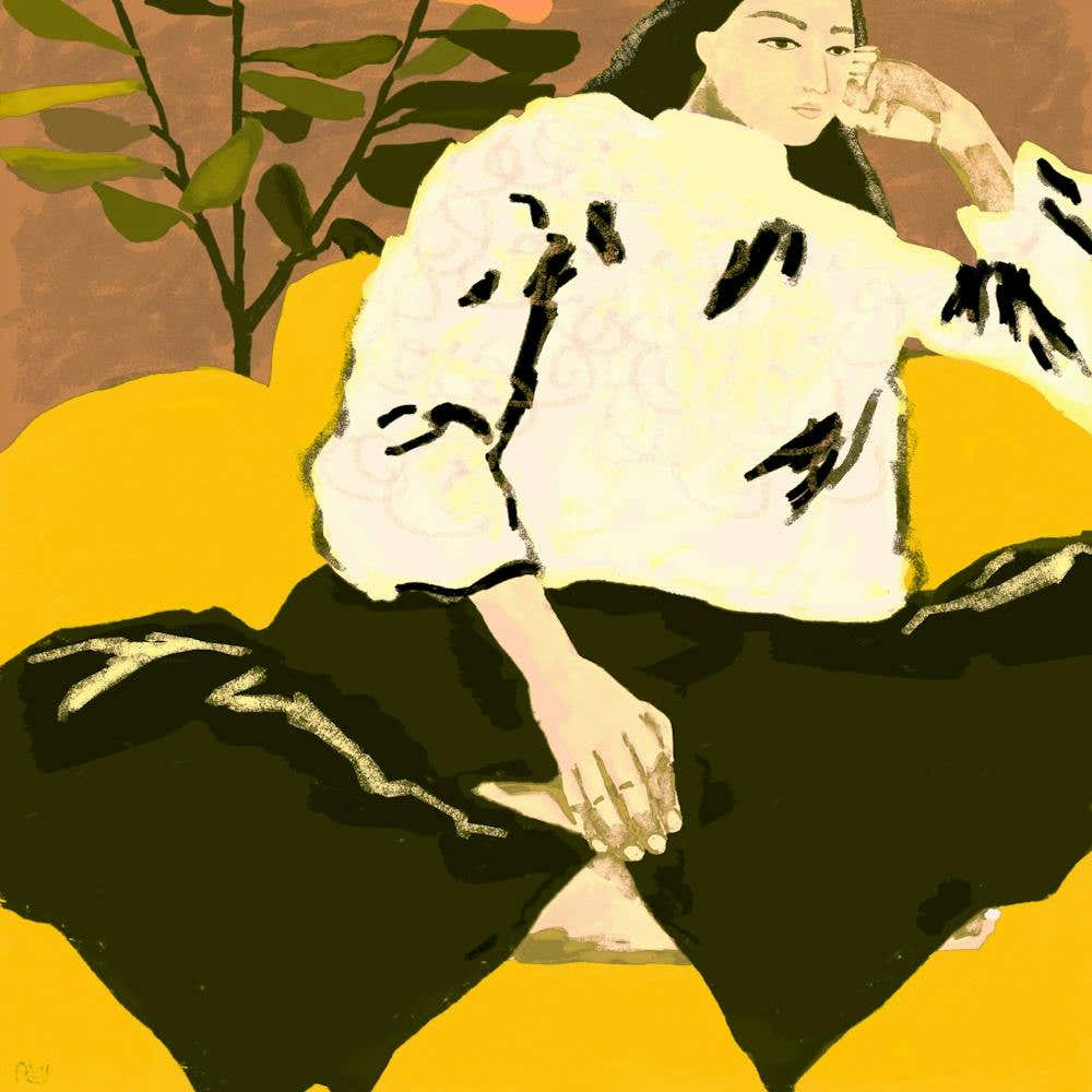 Woman On Yellow Chair 2