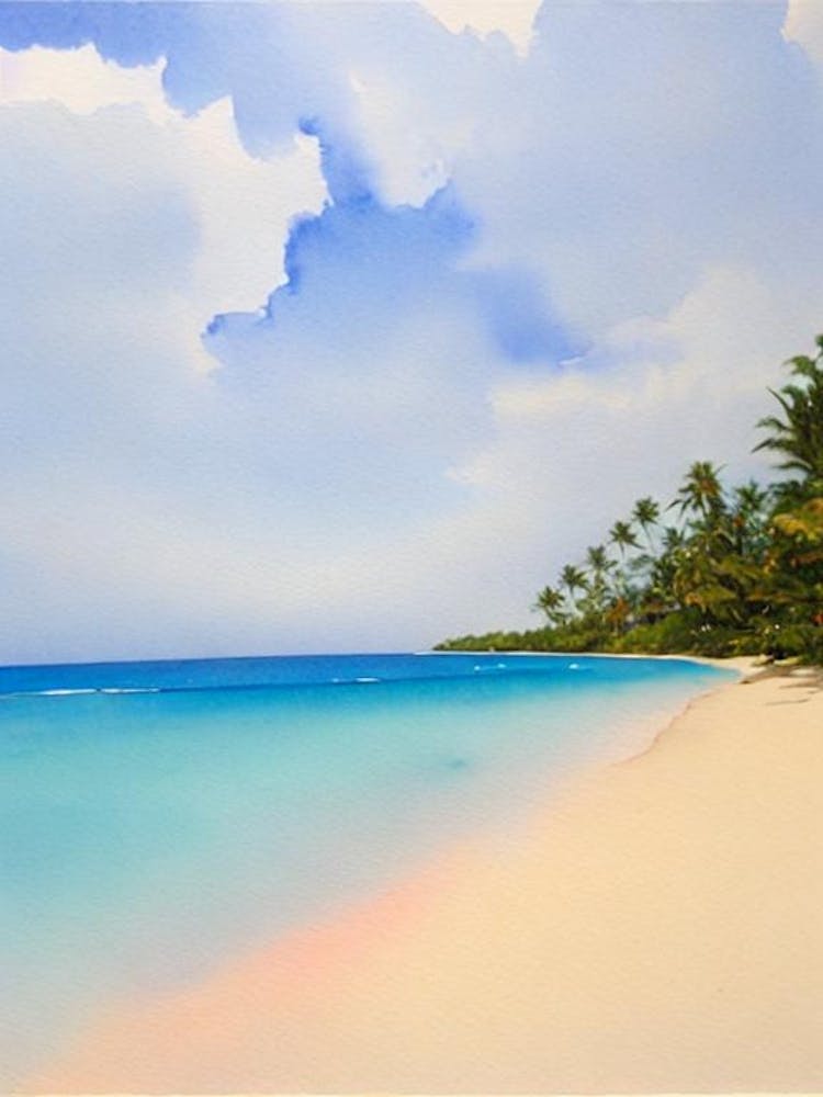 Seven Mile Beach 2, Jamaica Watercolour