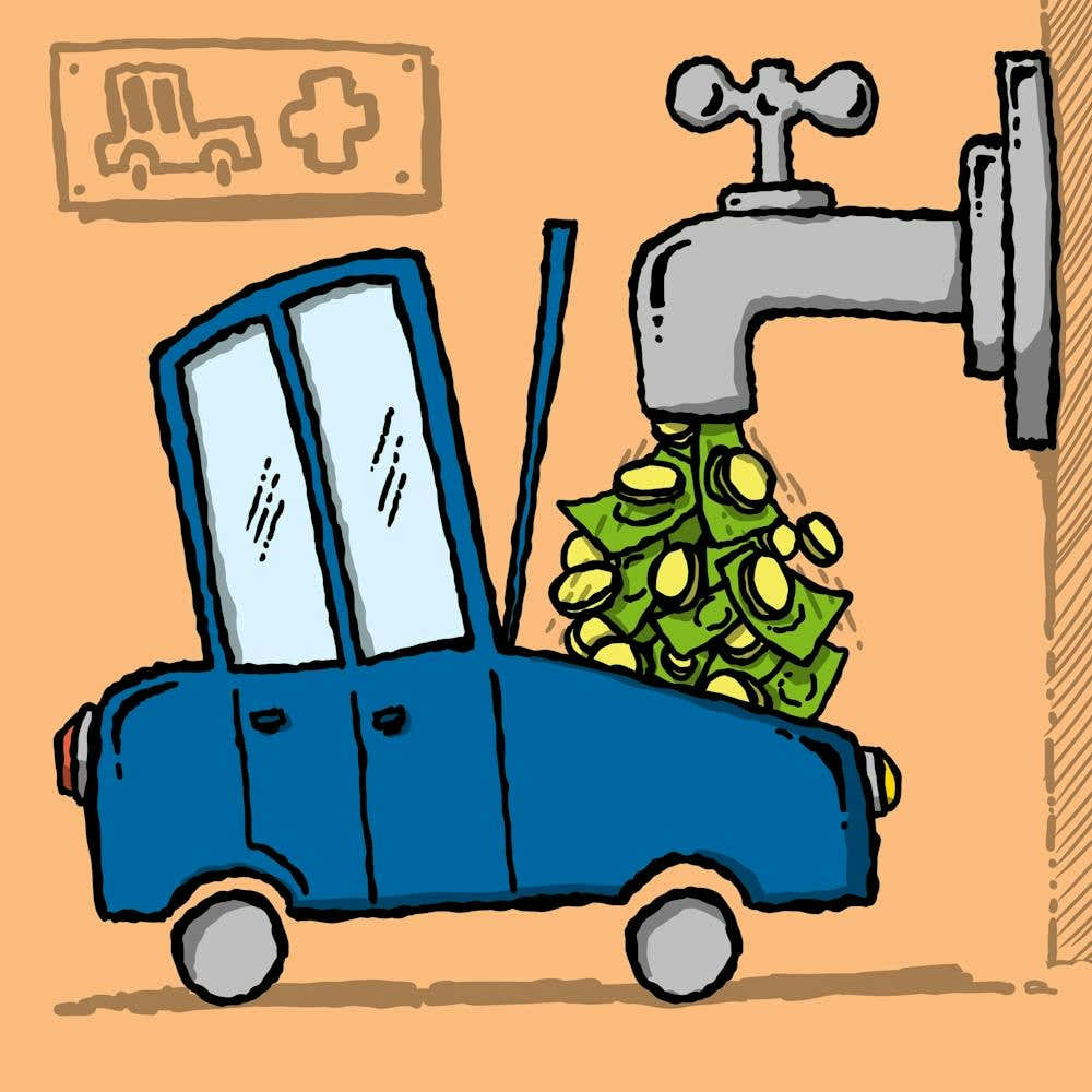 Cartoon Car With Money