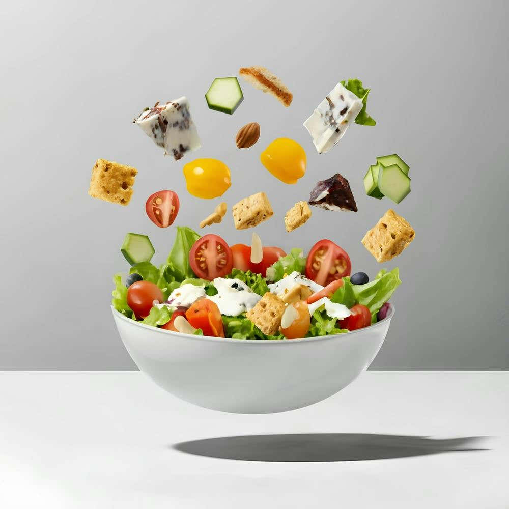 A Dynamic Splashes Of Food In A Flying Food Phot (1)(1)
