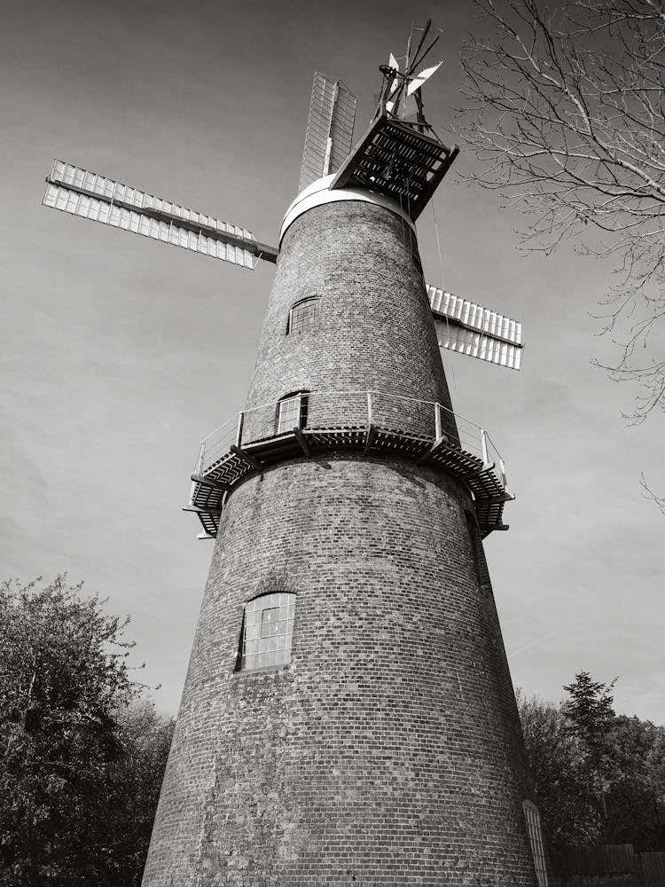 Windmill In Black And White