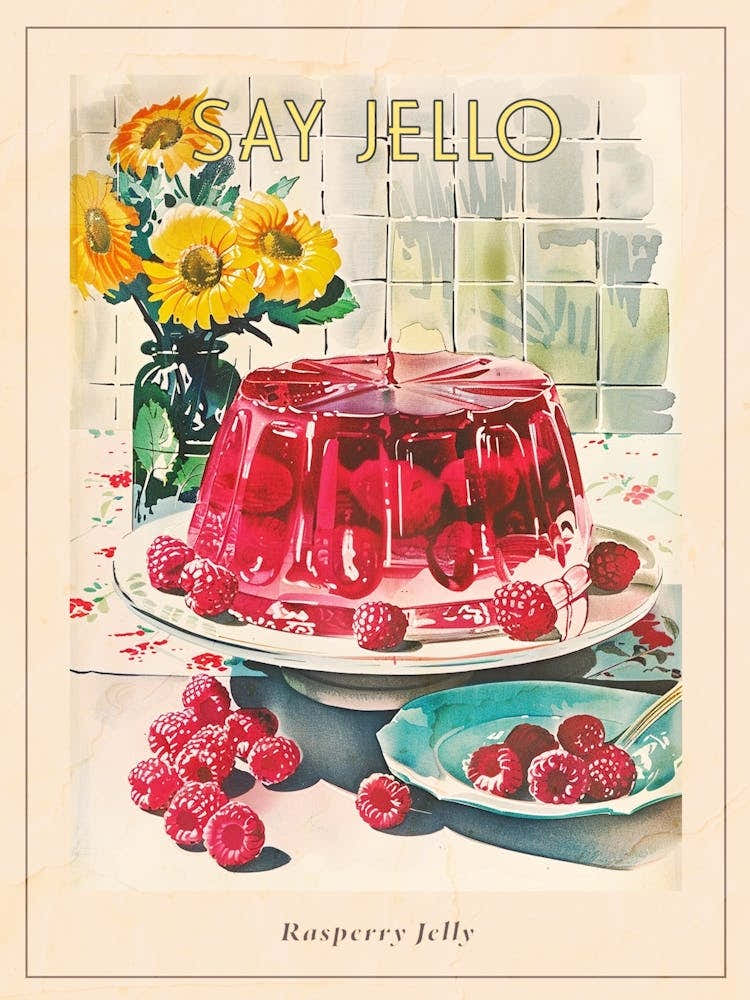 Rasperry Jelly Vintage Cookbook Illustration 2 Poster