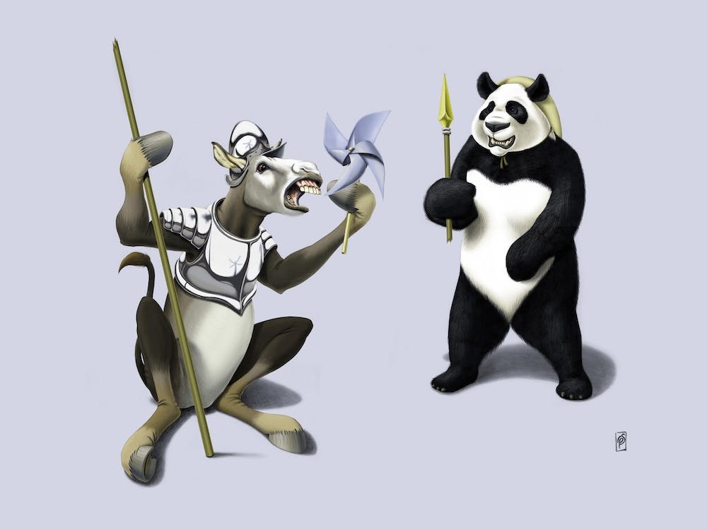 Donkey Xote and Sancho Panda (Colour)