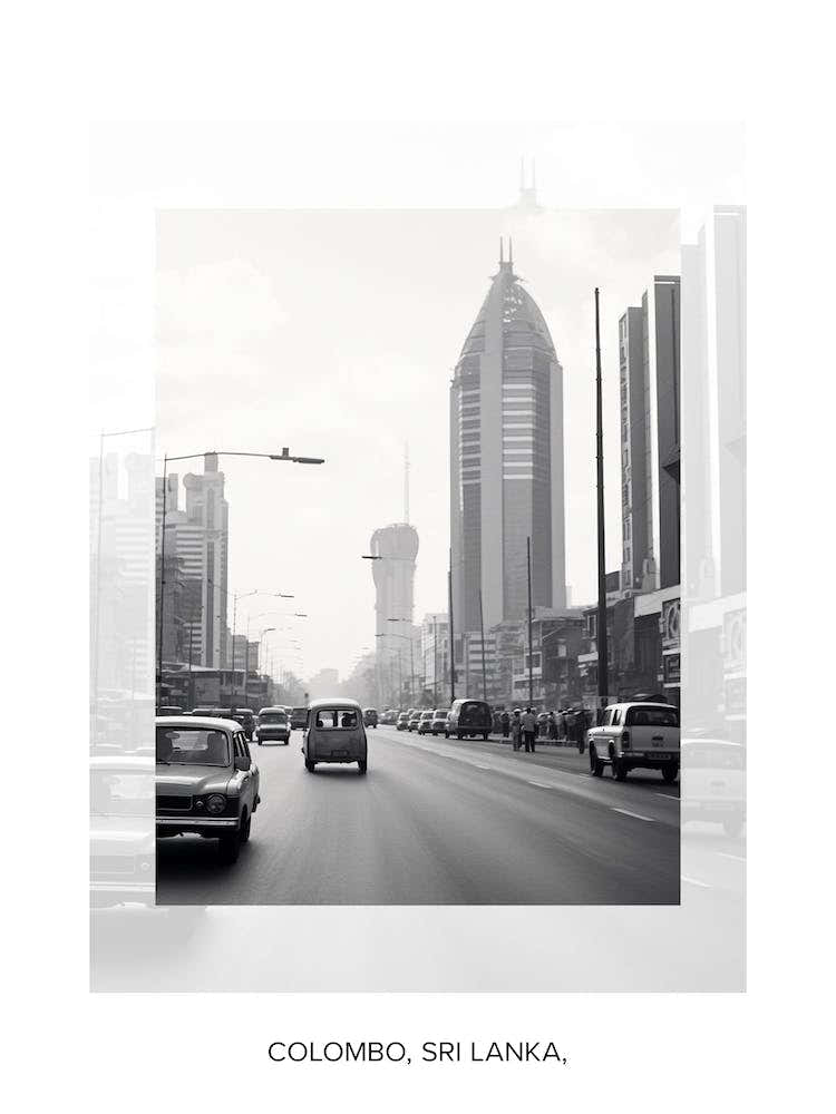 Poster Of Colombo, Sri Lanka,, Black And White Old Photo 2