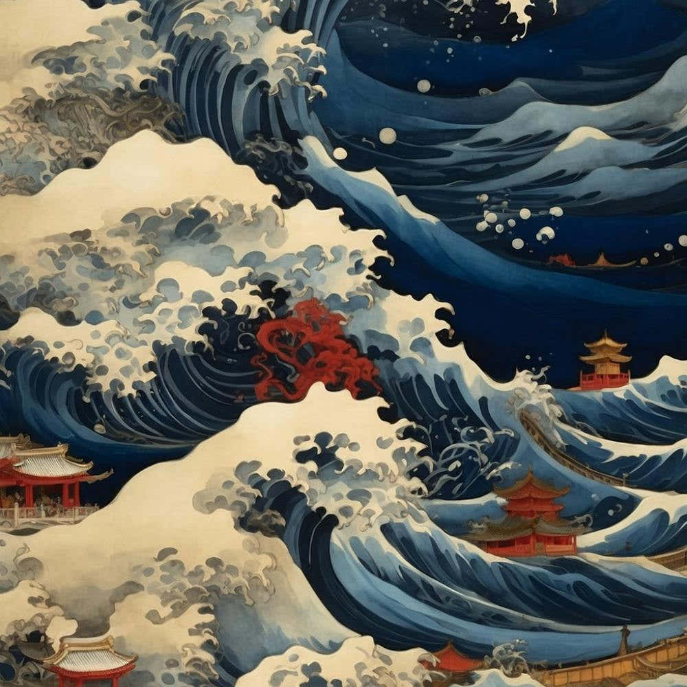 a very turbulent sea with massive waves.