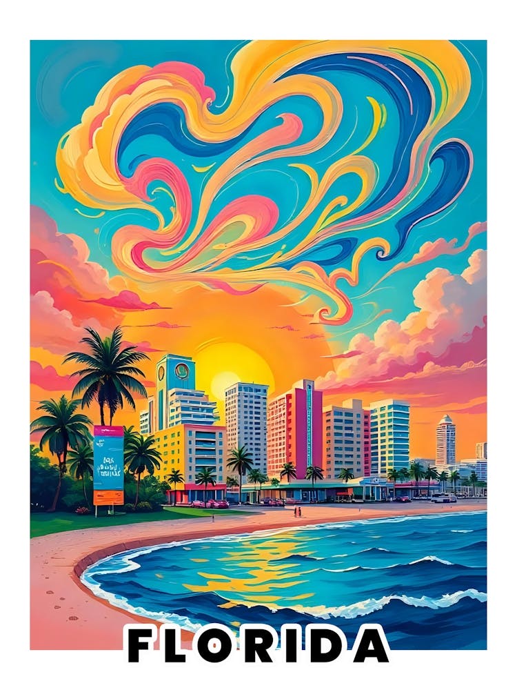 Florida Vibrant Vintage Travel Poster 7