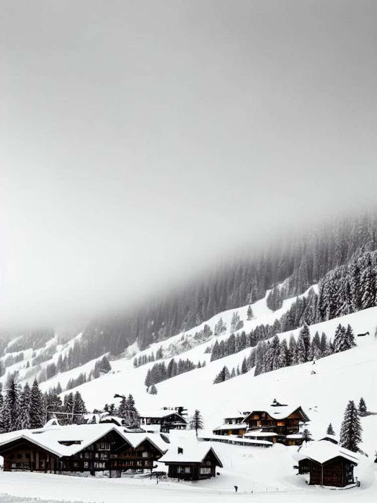 Grindelwald, Switzerland Black And White Skiing Poster