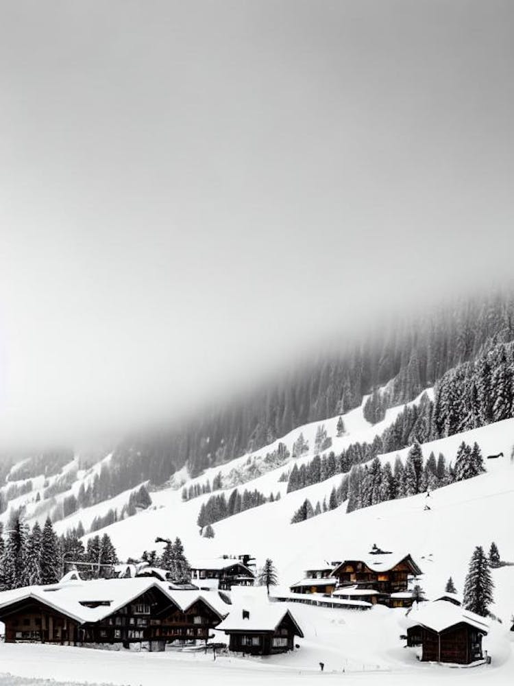 Grindelwald, Switzerland Black And White Skiing Poster