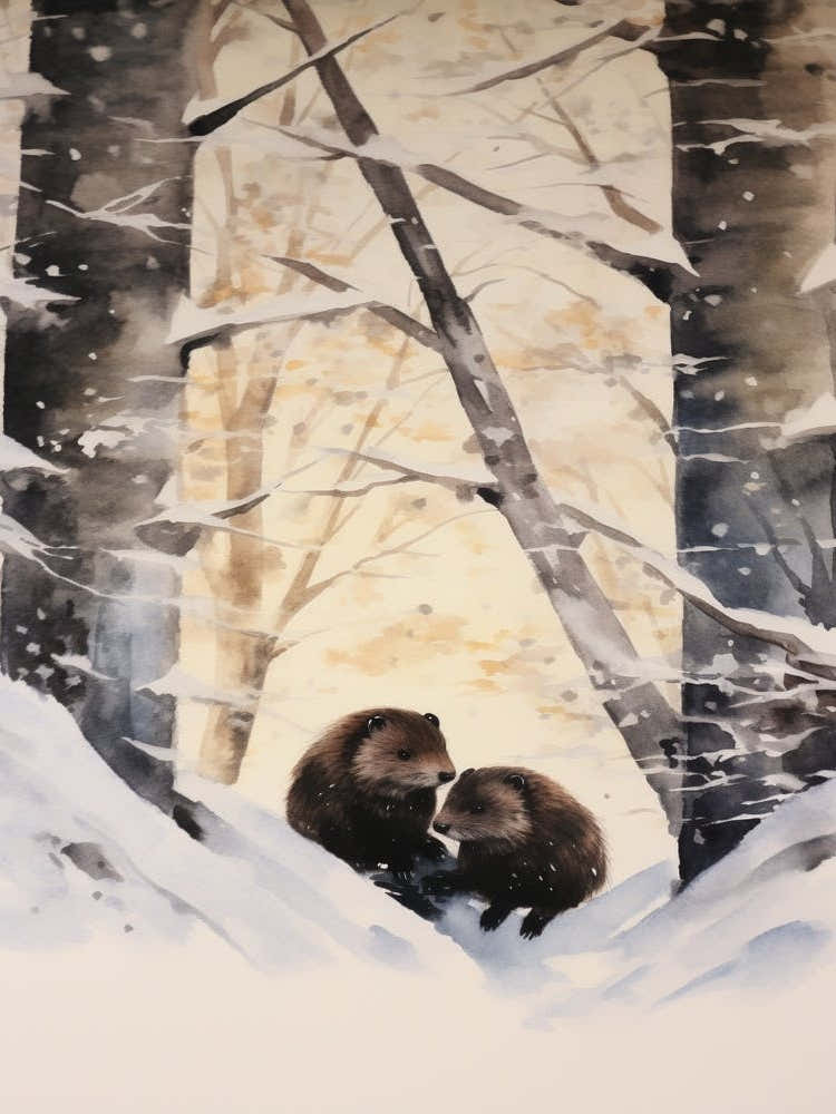 Winter Watercolour Mink 1