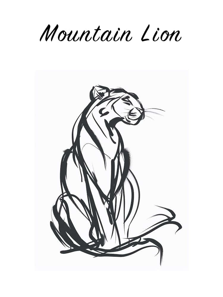 B&W Mountain Lion Poster