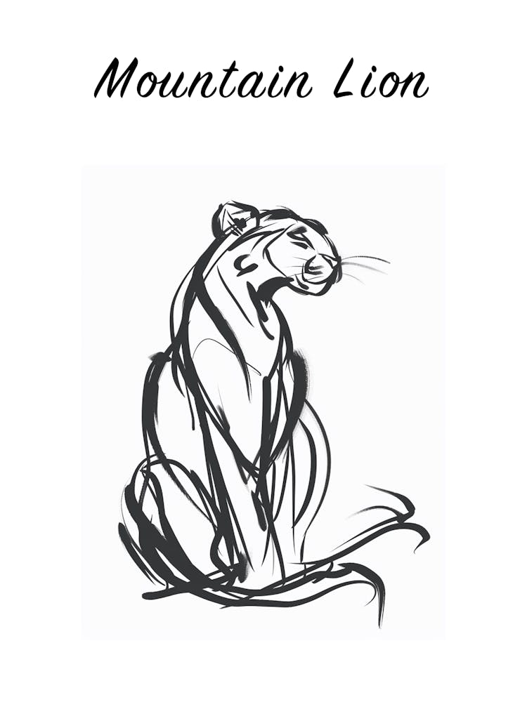 B&W Mountain Lion Poster