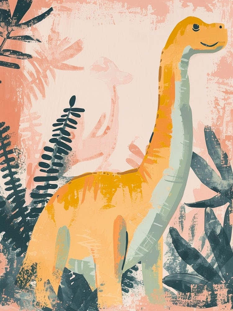 Muted Pastels Dinosaur Portrait 1