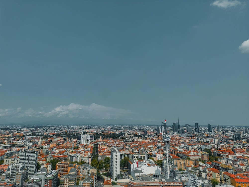 Drone cityscape photo. Milan, Italy