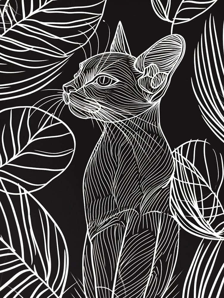 Singapura Cat Minimalist Illustration 1