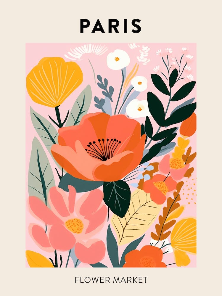 Flower Market Poster Paris France 2