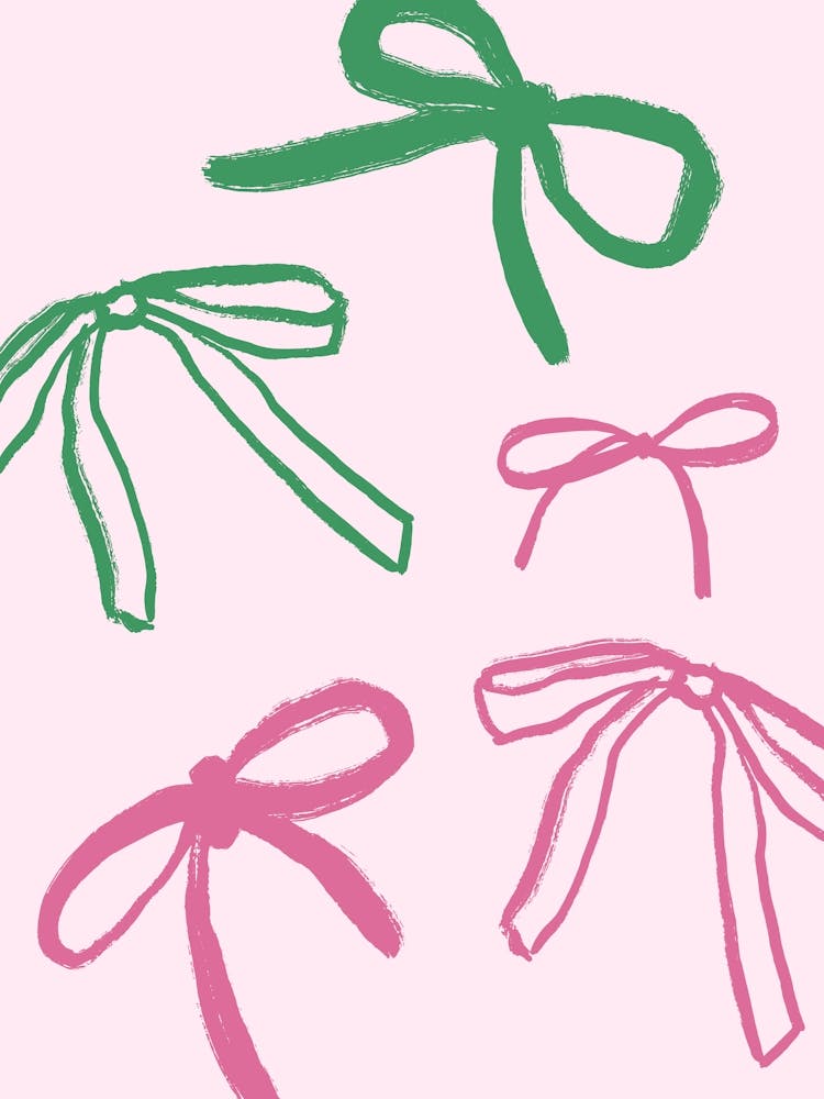 Green and pink Bows. Christmas Whimsical