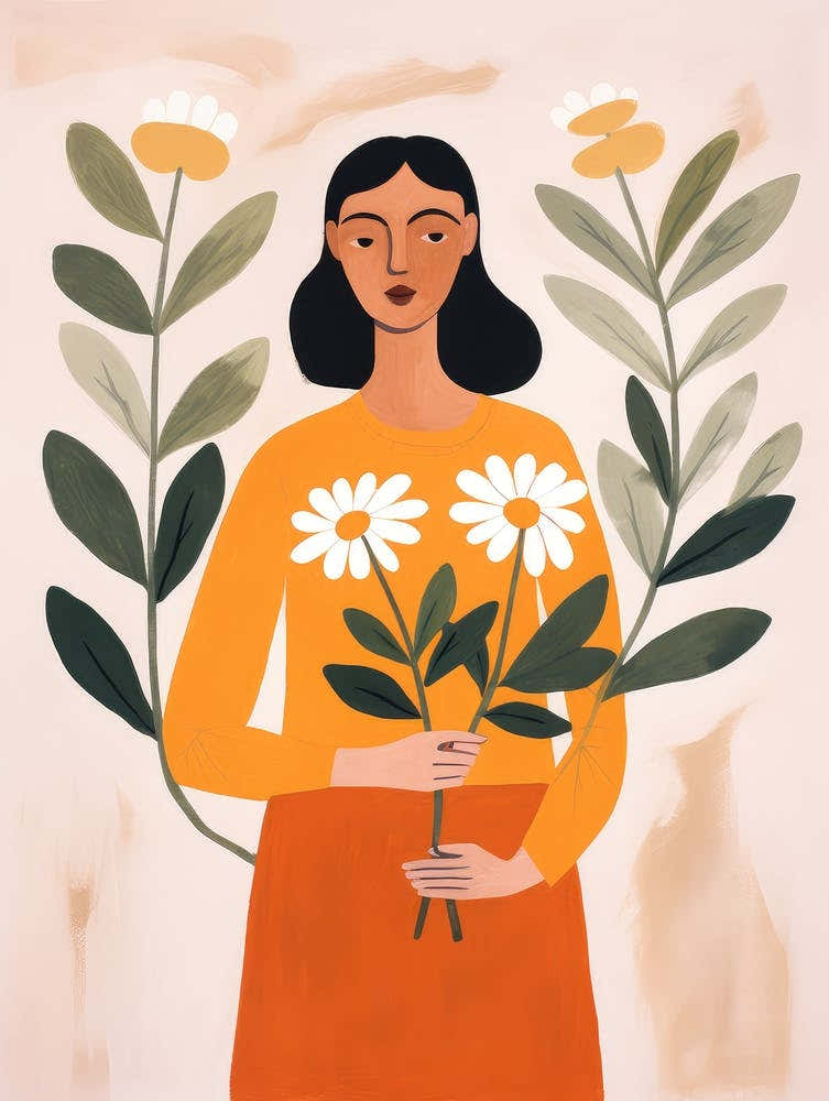 Woman Holding Flowers