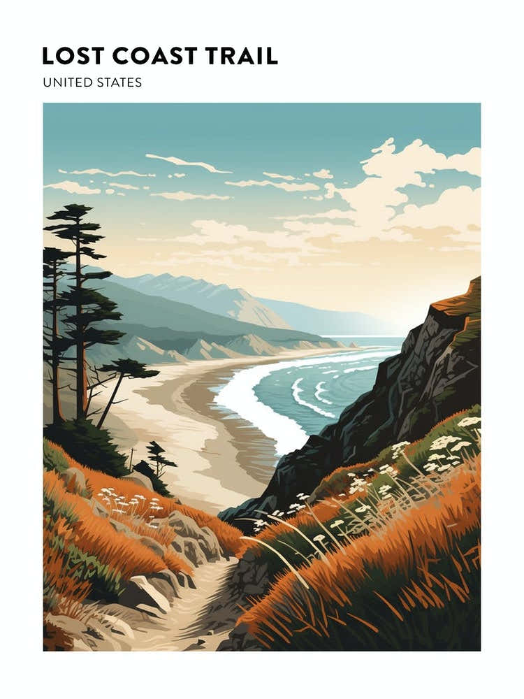 Lost Coast Trail Usa Hiking Trail Landscape Poster