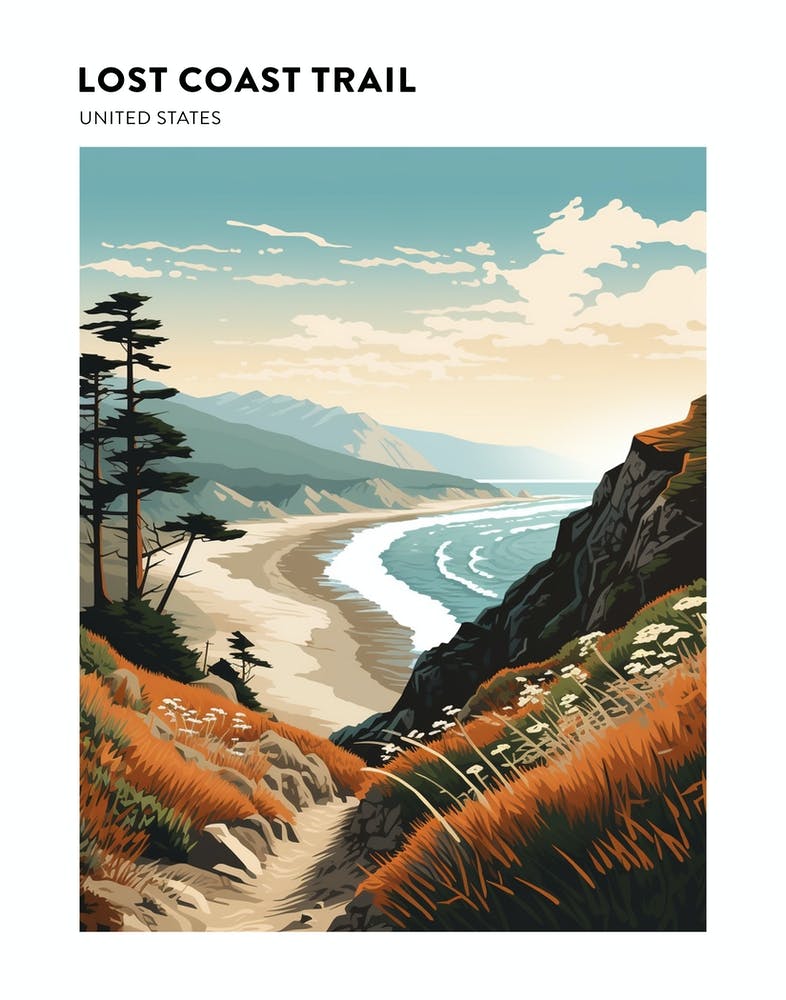 Lost Coast Trail Usa Hiking Trail Landscape Poster