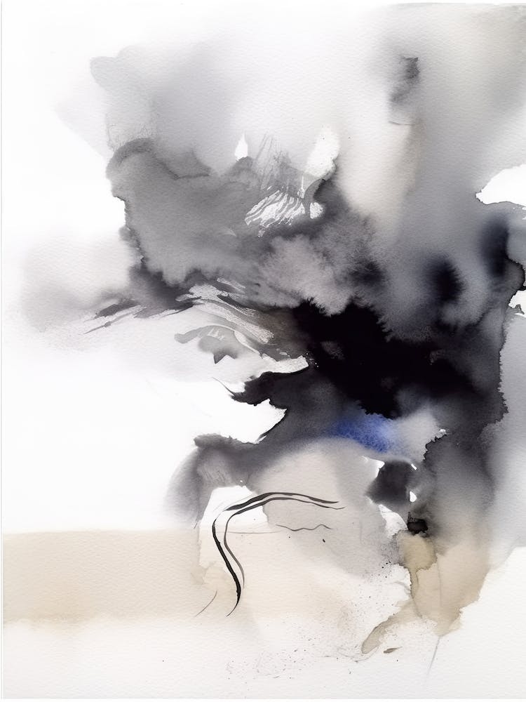 Watercolour Abstract Black And White 2