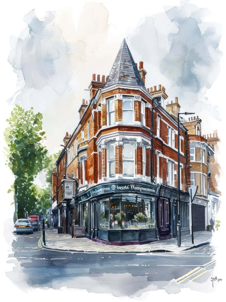 Wandsworth London Borough   Street Watercolour 1